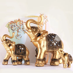 Golden Resin Elephant Statue, Feng Shui.