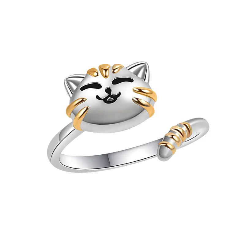 Cute Cartoon Kitty Woman Anxiety Relaxing Ring.