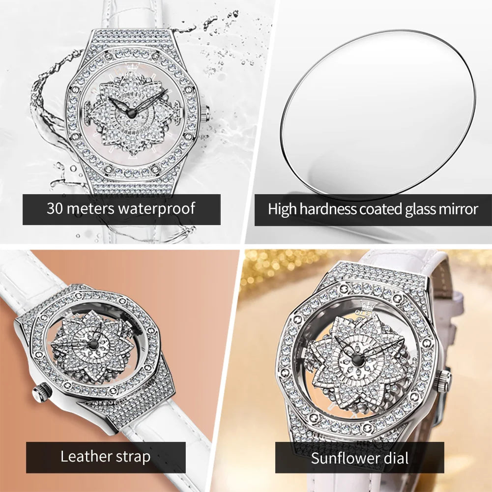 OLEVS Brand Luxury Diamond Quartz Watch for Women.