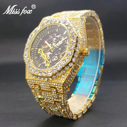 Iced Out Men's Automatic Watch Hip Hop Luxury Diamond Mechaincal Watches For Male Large Octagon Dial Waterproof Hand Clock Man