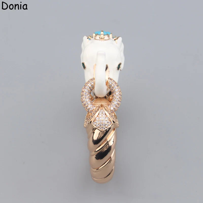 Donia Jewelry European and American fashionable white elephant titanium steel micro-set zircon animal luxury bracelet