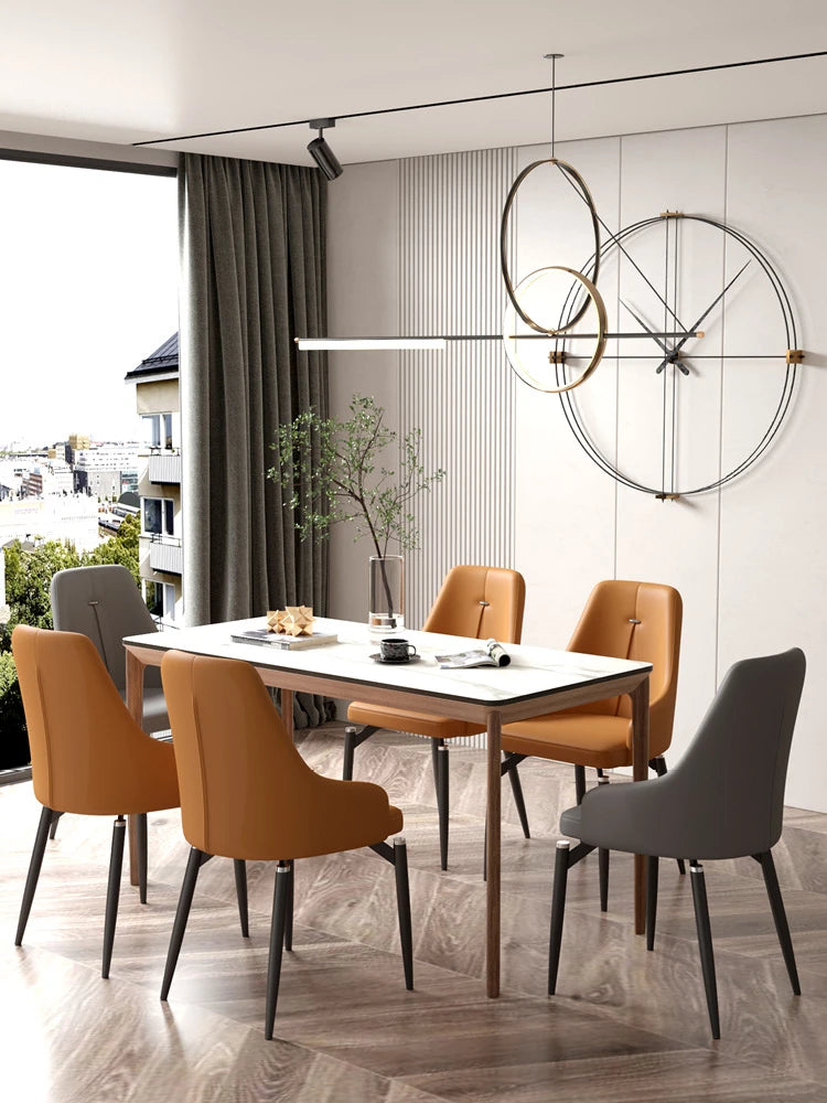 Nordic Luxury Leather Dining Chairs - Minimalist Design for Home, Cafe, and Restaurant.