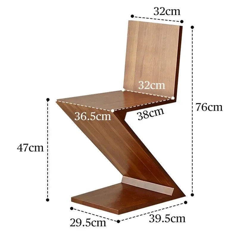 Luxury Chair Zigzagchair Designer Dining Chair Creative Solid Wood Z- Shaped Home Dining Chairs Living Room Furniture Gift