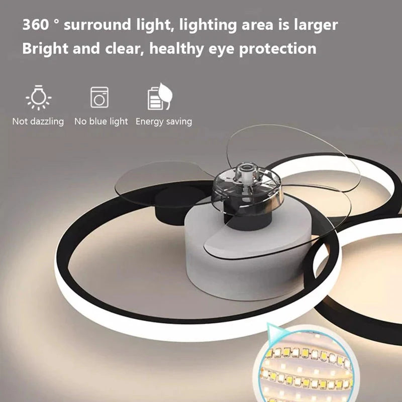 Luxury Fan Ceiling Lamp: LED Ceiling Fan with Light and Silent Remote Control.