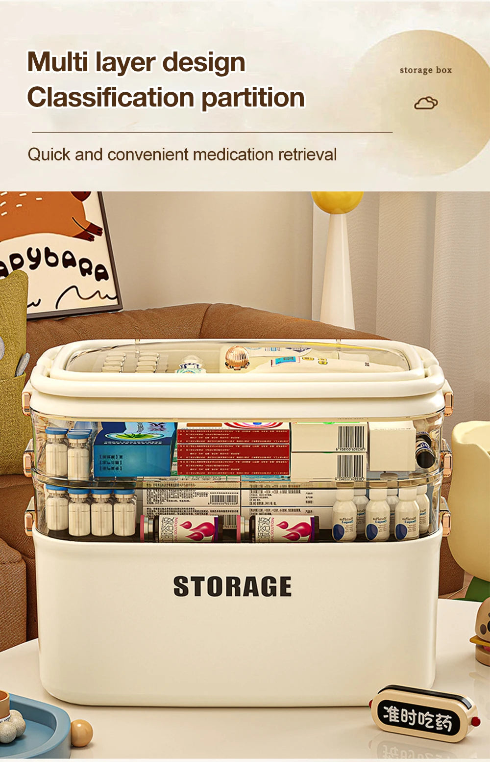 Medicine Storage Box Plastic Multi-Layer Portable.