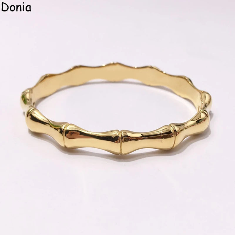 Donia jewelry European and American fashion glossy bamboo titanium steel hidden buckle bracelet luxury bracelet