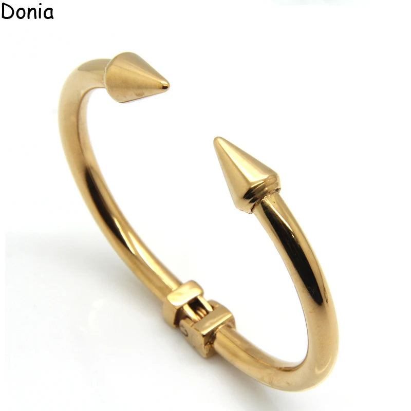 Donia Jewelry European and American Fashion Four Color Arrow Adjustable Titanium Steel Rivet Bracelet Punk Bracelet