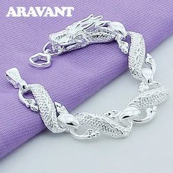 Silver White Dragon Bracelet For unisex.