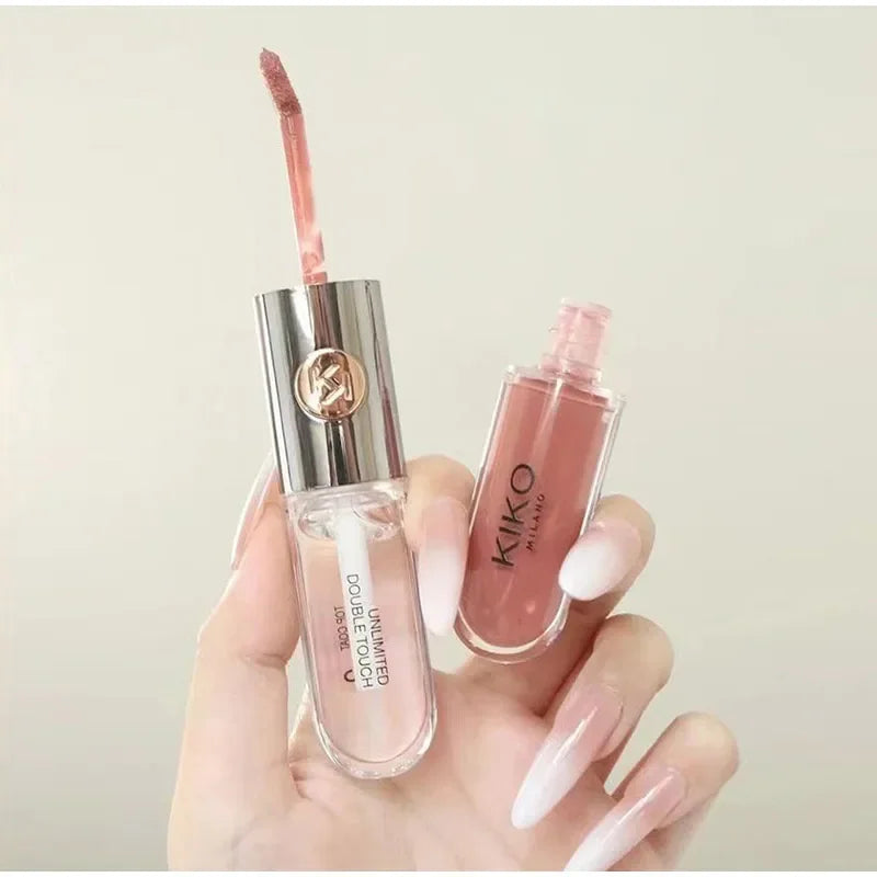 Double-Head Lip Gloss Non-Fading Non-Stick Cup Long-Lasting Liquid Lip Glaze Lipstick Beauty Makeup Cosmetics for Women Girls