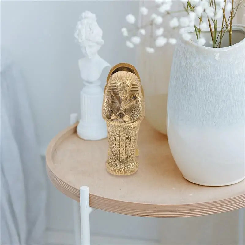 Golden Sarcophagus With Mummy Figurine Set.