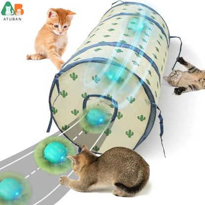 Cat Toys for Indoor Cats, Electric Cat Ball Fast Rolling in Pouch,Motion Activated Chirping Cat Toy,Hide and Seek Cat Toy