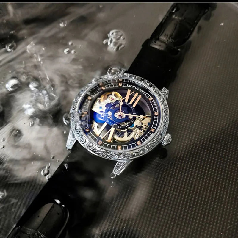 Brand Men Mechanical Watch Transparent Automatic.