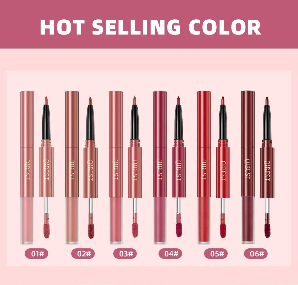 6 Colors Double-end Lip Gloss Waterproof Lipstick.