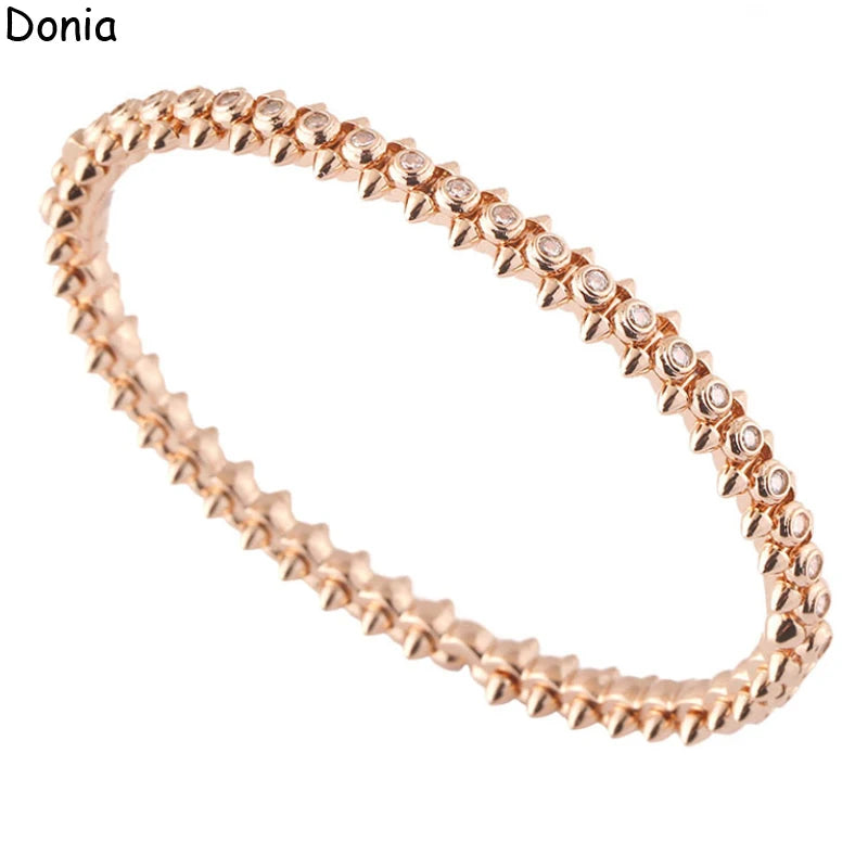 Donia jewelry new European and American fashion rivets titanium steel micro-set AAA zircon luxury retro bracelet