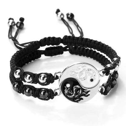 2Pcs/set Dragon Tai Chi Gossip Braided Bracelet.