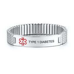 Personalized Medical Alert Bracelet Stainless Steel Engraved DIABETES Emergency Rescue Bracelet Wristband