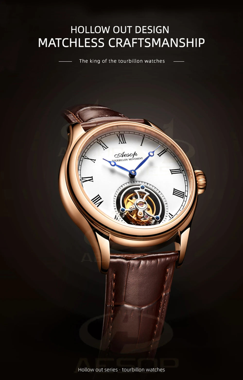 Aesop Real Flying Tourbillon Movement Mechanical Watches Luxury.