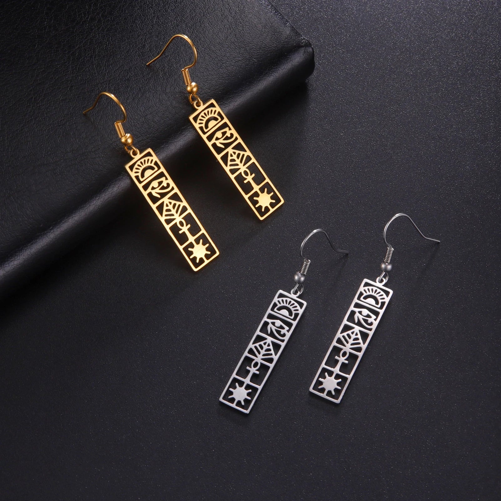 Egypt Ankh Earrings Hieroglyph Eye of Horus.