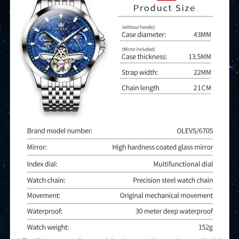 OLEVS Tourbillon Men's Watch Luxury Brand