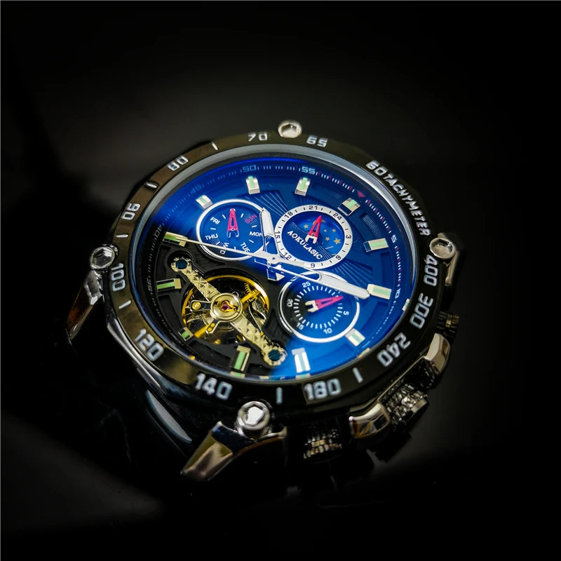 Aokulasic For Mens Watch Chronograph Automatic Skeleton.