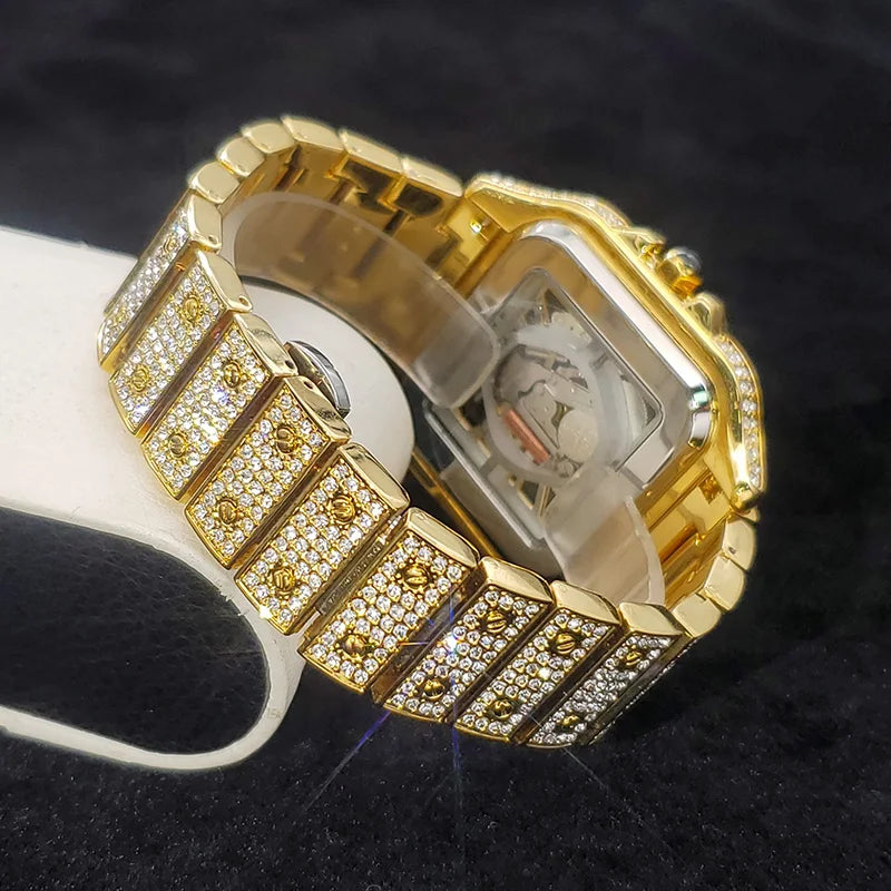 Square Full Diamond Watches For Men Luxury Fashion.