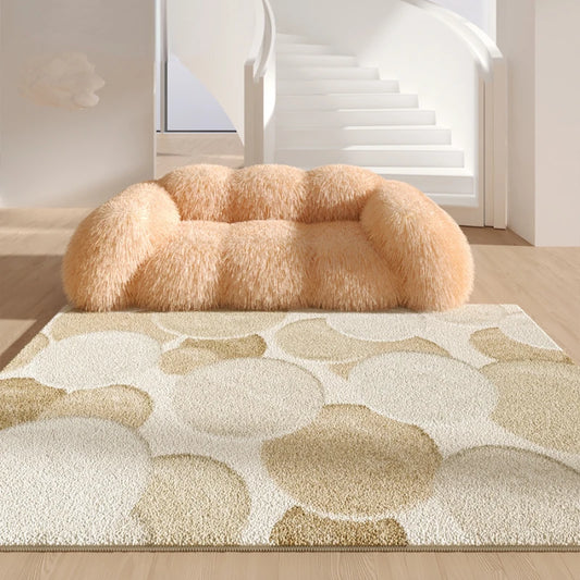 French Style Living Room Decoration Cream Color Carpet Fluffy Soft Rugs for Bedroom Light Luxury Plush Floor Mat Home Thick Rug