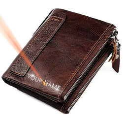 Genuine Leather Short Men RFID Wallets.