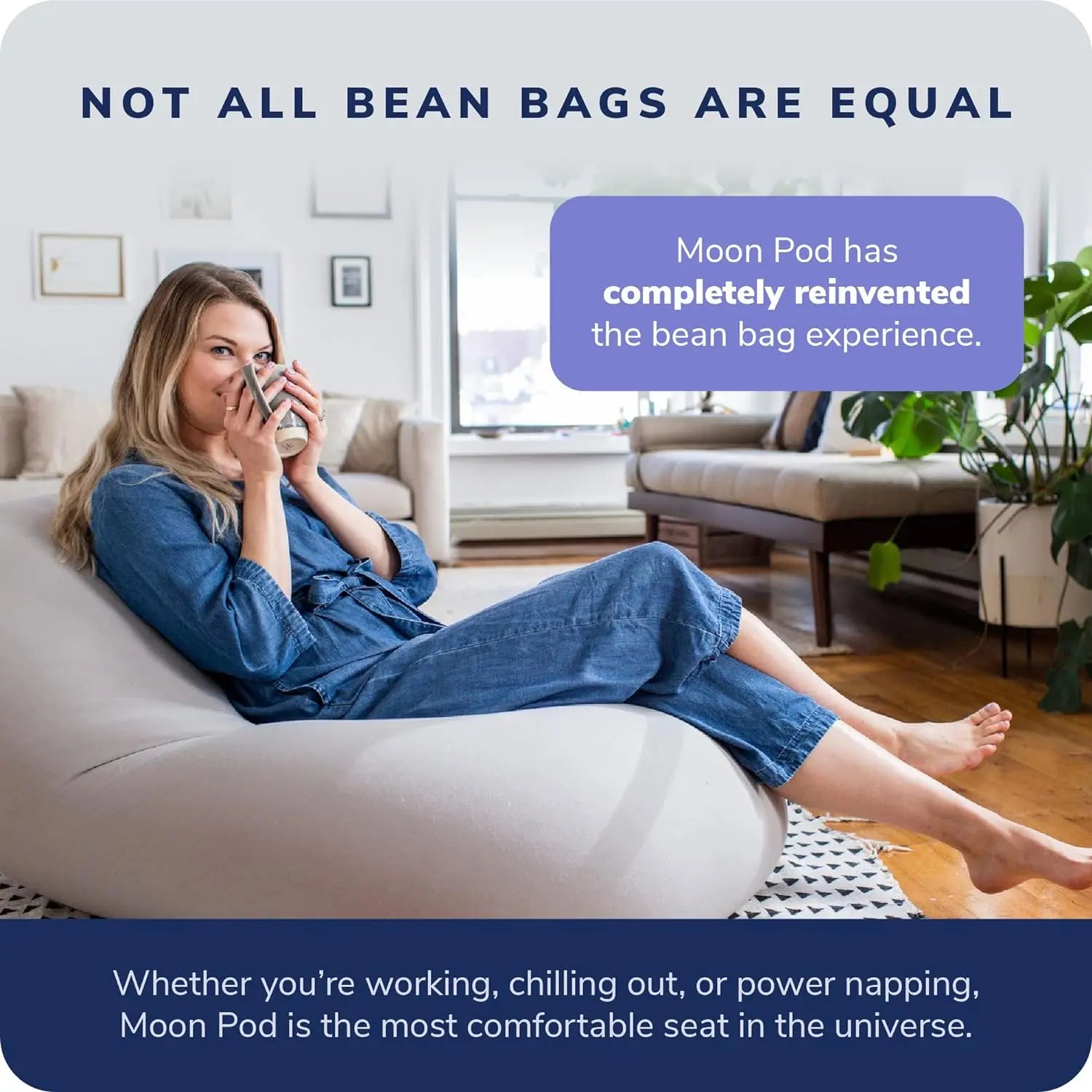 Bean Bag Chairs for Adults, Gray – Zero-Gravity Beanbag Chair for Stress, Comfort &amp; All Day Deep Relaxation – Ultra Soft Erg