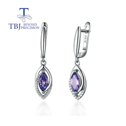 Natural blue Tanzanite gemstone clasp earring 925 sterling silver with precious gemstone fine jewelry for women mom nice gift