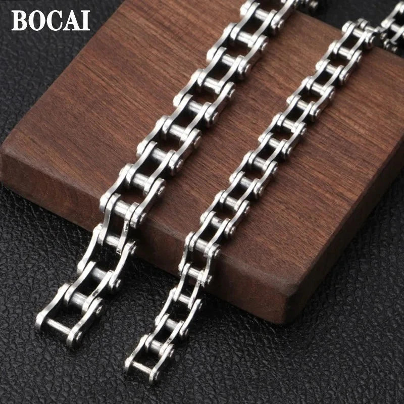 New S925 Silver Jewelry Accessories Fashion Creativity Punk Style Motorcycle Chain Aggressive Rough Man Bracelet