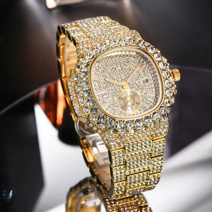 Brand MISSFOX Fashion Iced Out Watches Men.