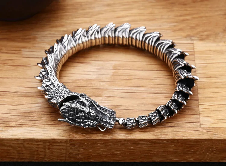 Handcrafted 100% 925 Sterling Dragon Bracelet.