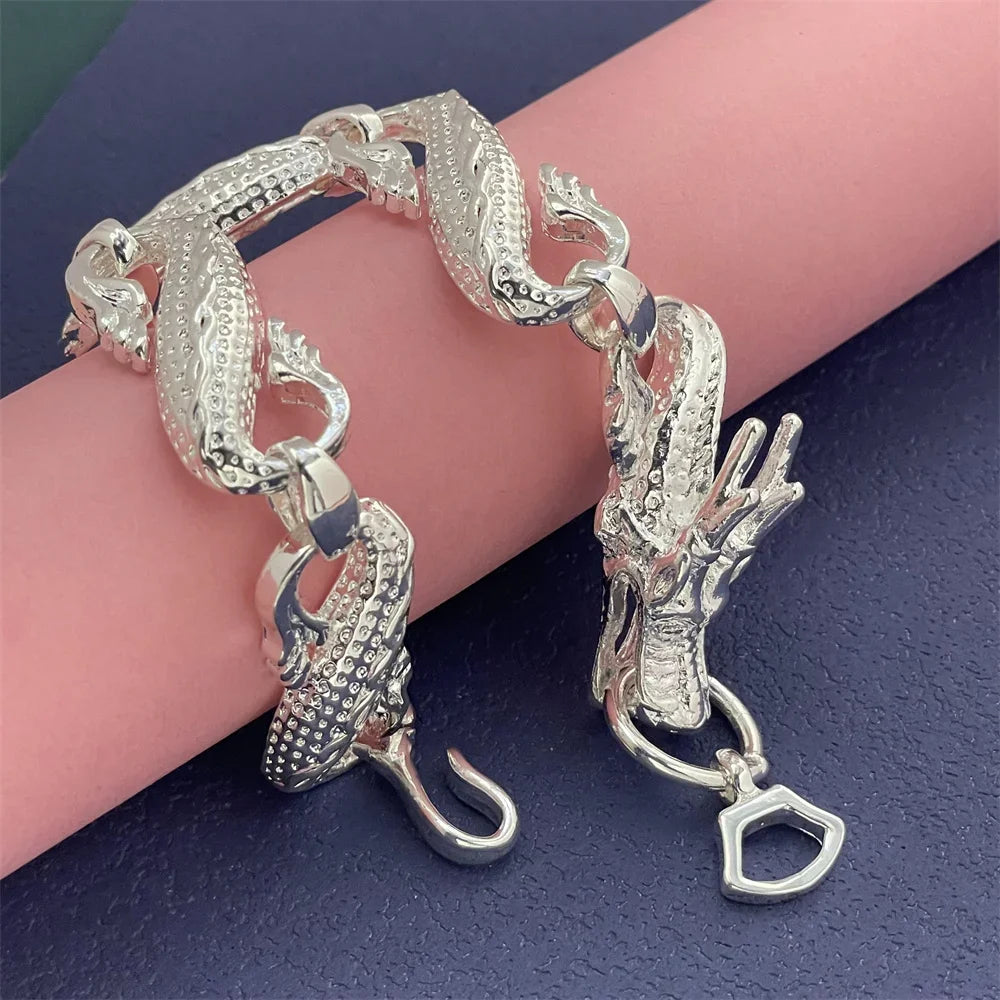 Silver Bracelet White Dragon Classic Men&