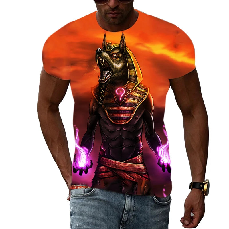 New Fashion Cool Style Anubis 3d Print Men's T Shirt.