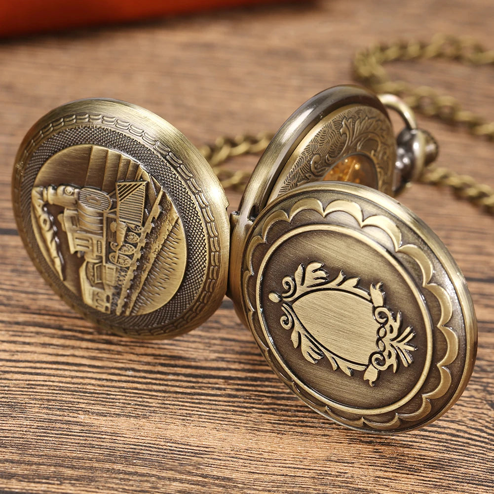 Steam Train Mechanical Pocket Watch Men.