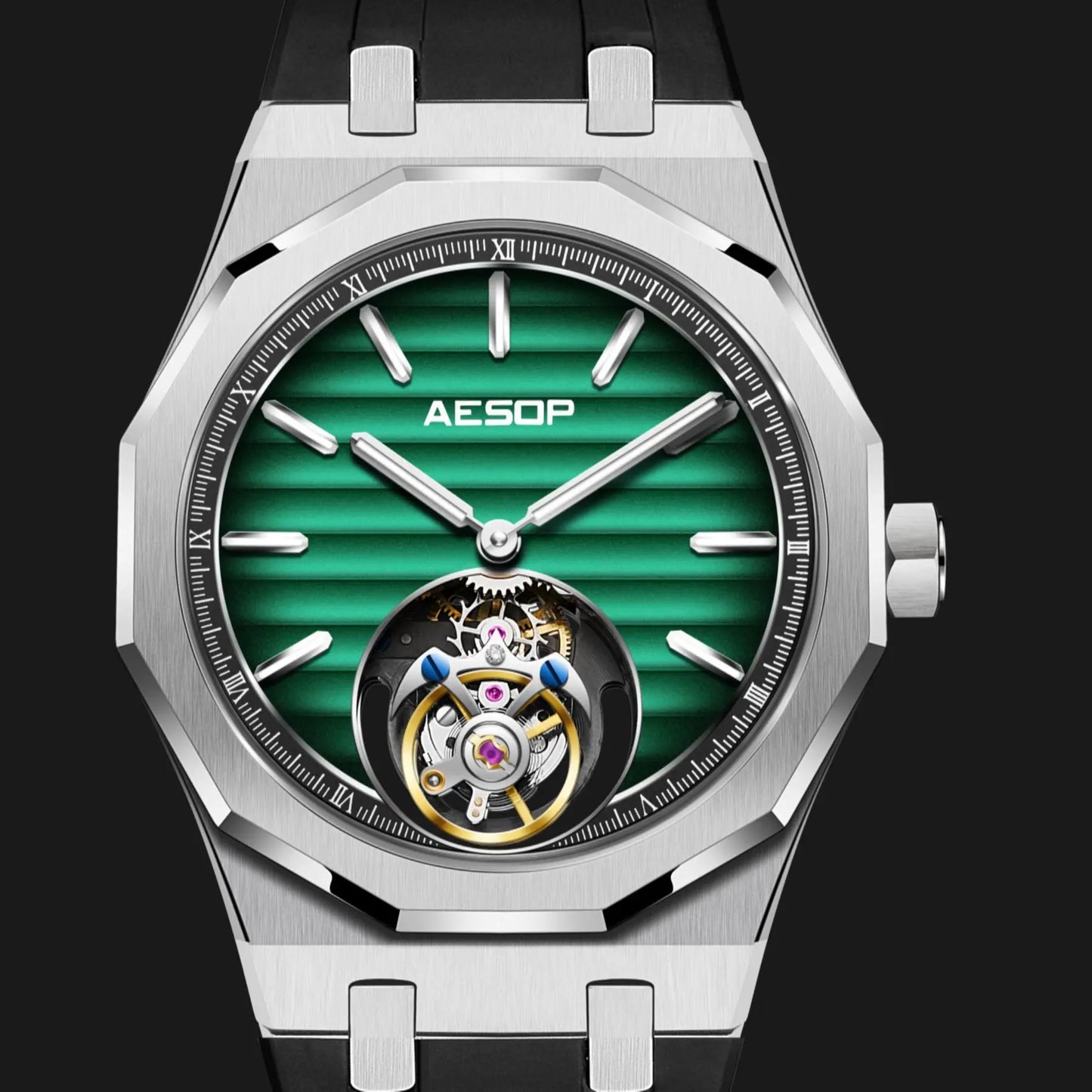 AESOP Flying Tourbillon Mechanical Skeleton Watch For Man 2023 Luxury Watches Waterproof Wristwatches Sapphire Mirror Gradient D