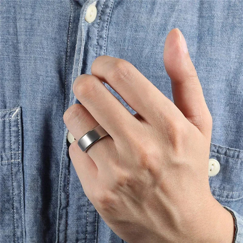 Silver Men's Titanium Ring, Crafted from durable titanium.