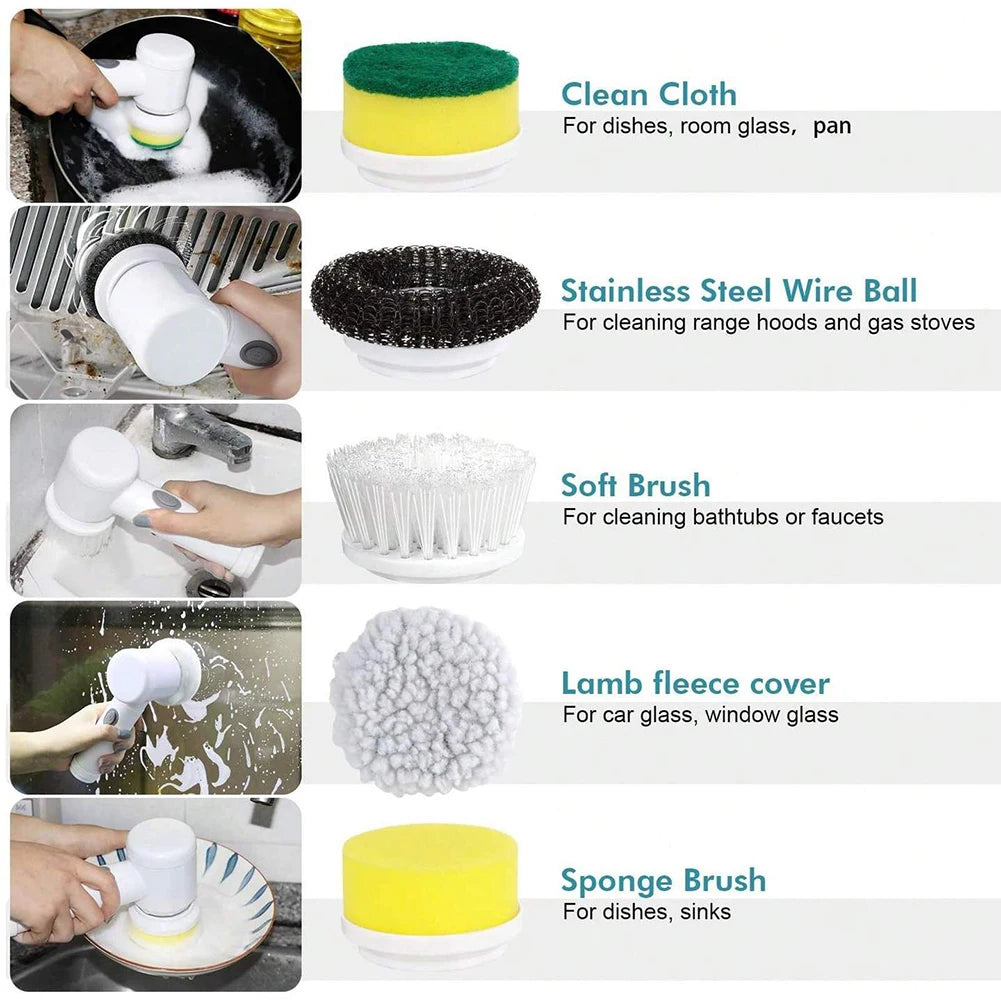 Electric Spin Scrubber Rechargeable with 5Pcs Brush.