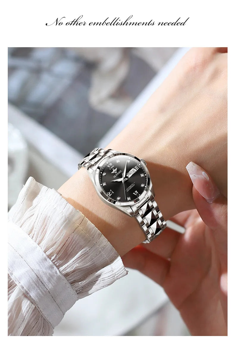 OUPINKE 3262 Couple Watches for Men Women Dual Calendar Display Waterproof Lover Wristwatch Luxury Brand Original Couple Watch