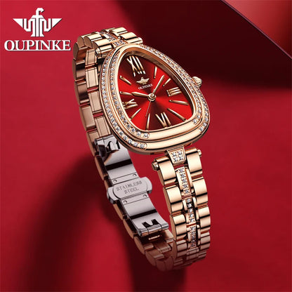 OUPINKE New Quartz Watch for Women Design Elegant Rose Gold Watchstrap Ladies Waterproof Wristwrist Watches reloj mujer