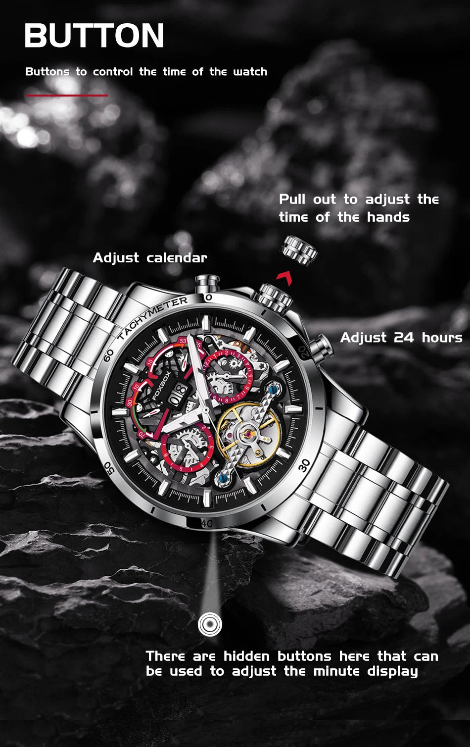 LIGE Mechanical Watches Chronograph Watch for Men Automatic Men&