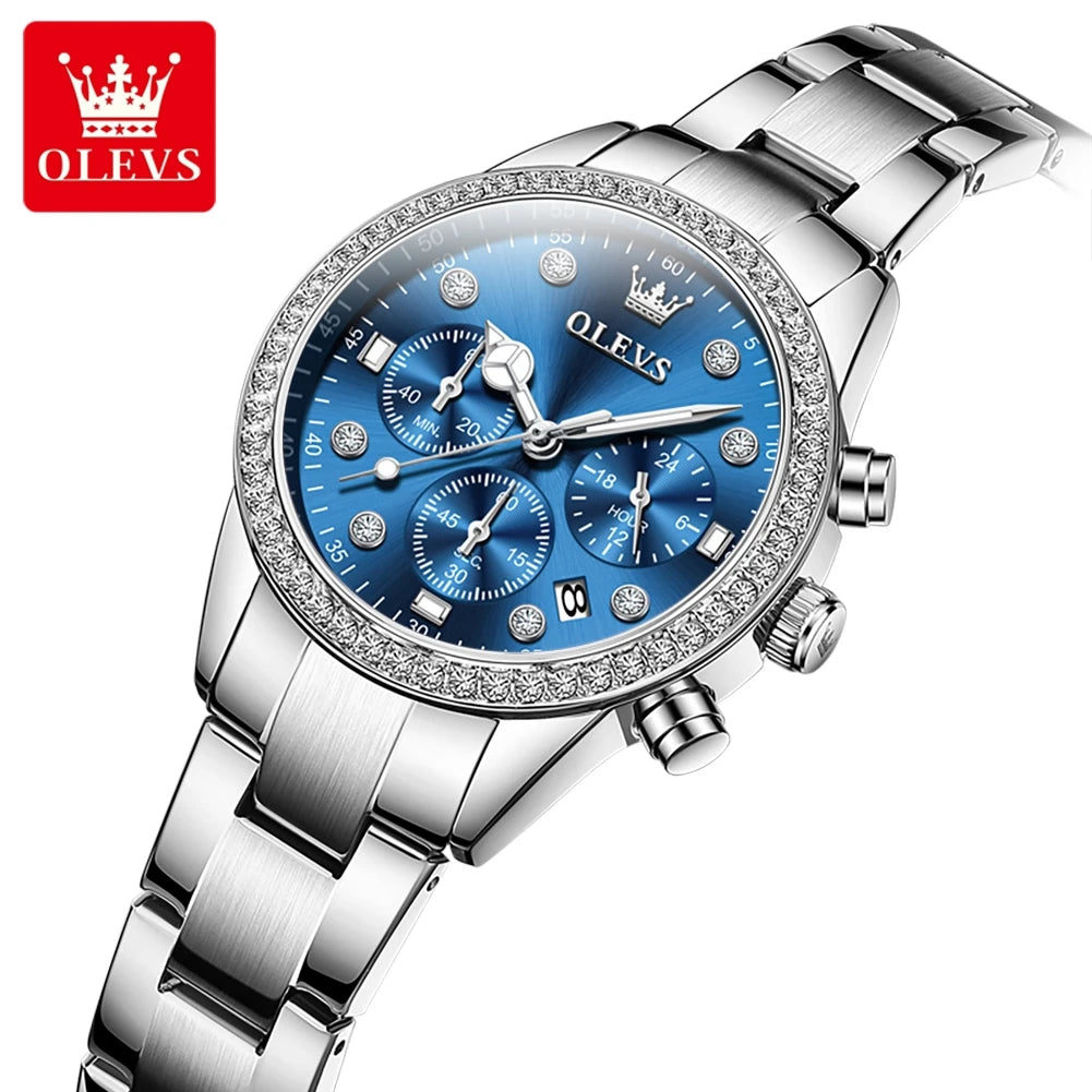 OLEVS Women Watches  Luxury Silver Watch