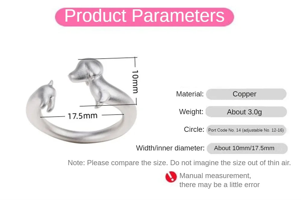 Creative Dog Shape Ring Cute Dachshund Dog Ring For Women Simple Frosted Adjustable Open Ring Party Jewelry Birthday Gifts