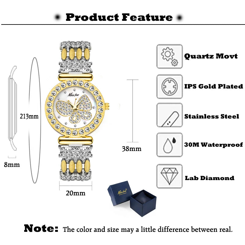 Butterfly Watch For Women Quartz Diamond.