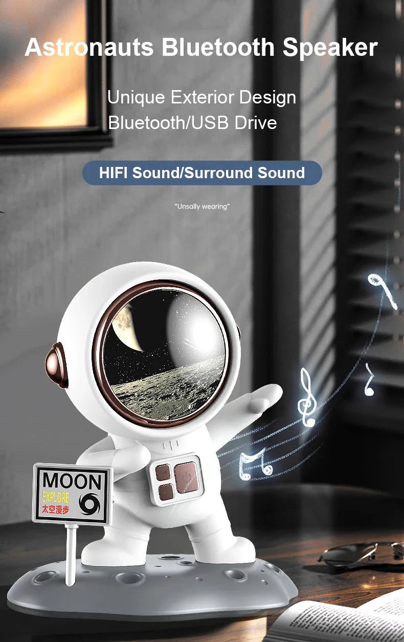 Astronaut Wireless Bluetooth Speaker HiFi Surround Sound Subwoofer Computer Desktop Ornament Speakers Creative Birthday Gift