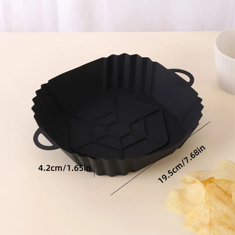 Silicone air fryer tray, Air fryer pot with handle, Reusable silicone tray, Eco-friendly air fryer accessory, Non-stick air fryer tray, Food-grade silicone pot, Easy-clean air fryer basket, Kitchen silicone gadget, Air fryer replacement tray, Heat-resistant air fryer pot, Dishwasher safe air fryer accessory, Silicone cooking tray, Air fryer bakeware, Silicone food container, Cooking tool for air fryer,