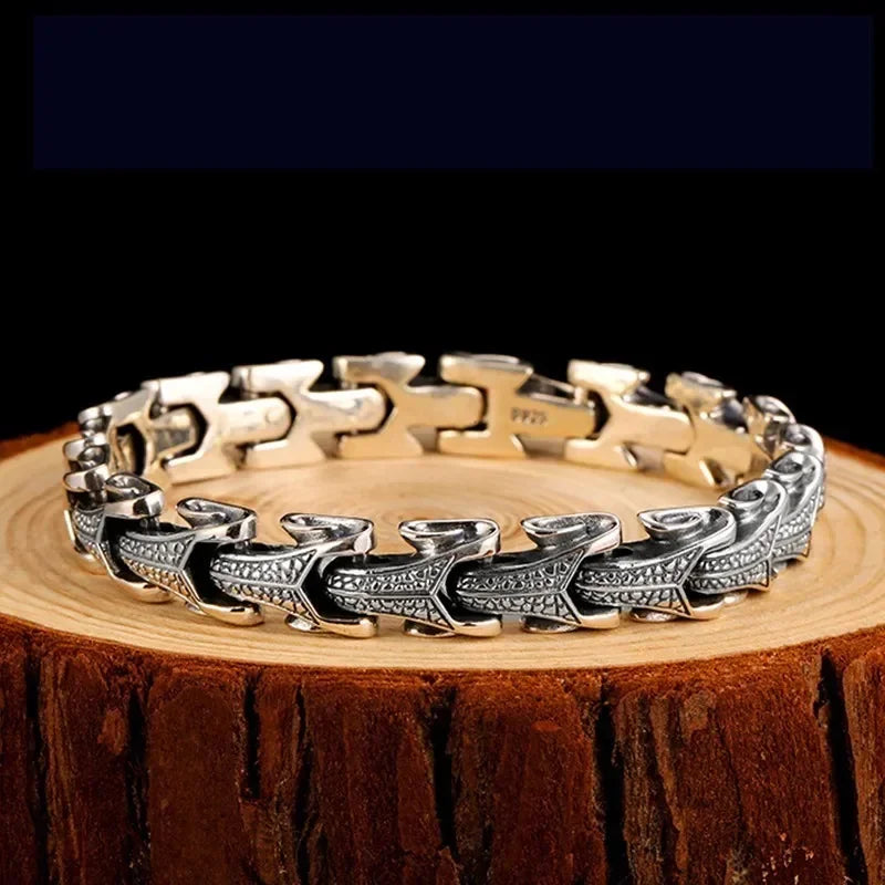 Gothic Solid 925 Sterling Silver Dragon Bracelet Men