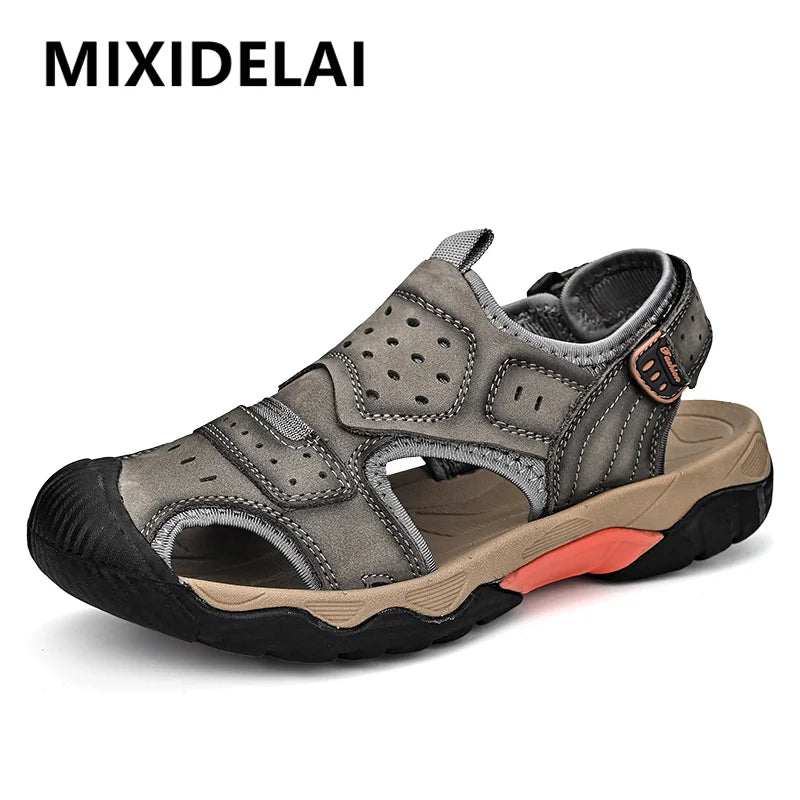 Summer Men's Genuine Leather Sandals Outdoor Non-slip Beach Sandals Handmade Summer Sneakers Classic Men's Large Size Sandals