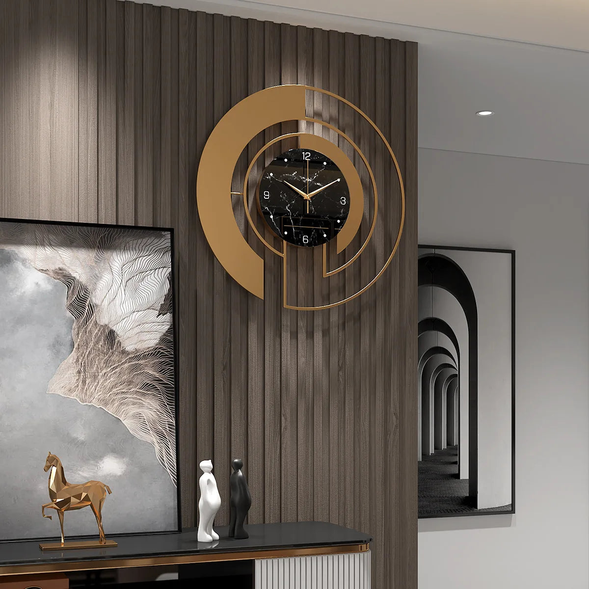 Living Room Luxury Wall Clock Metal.