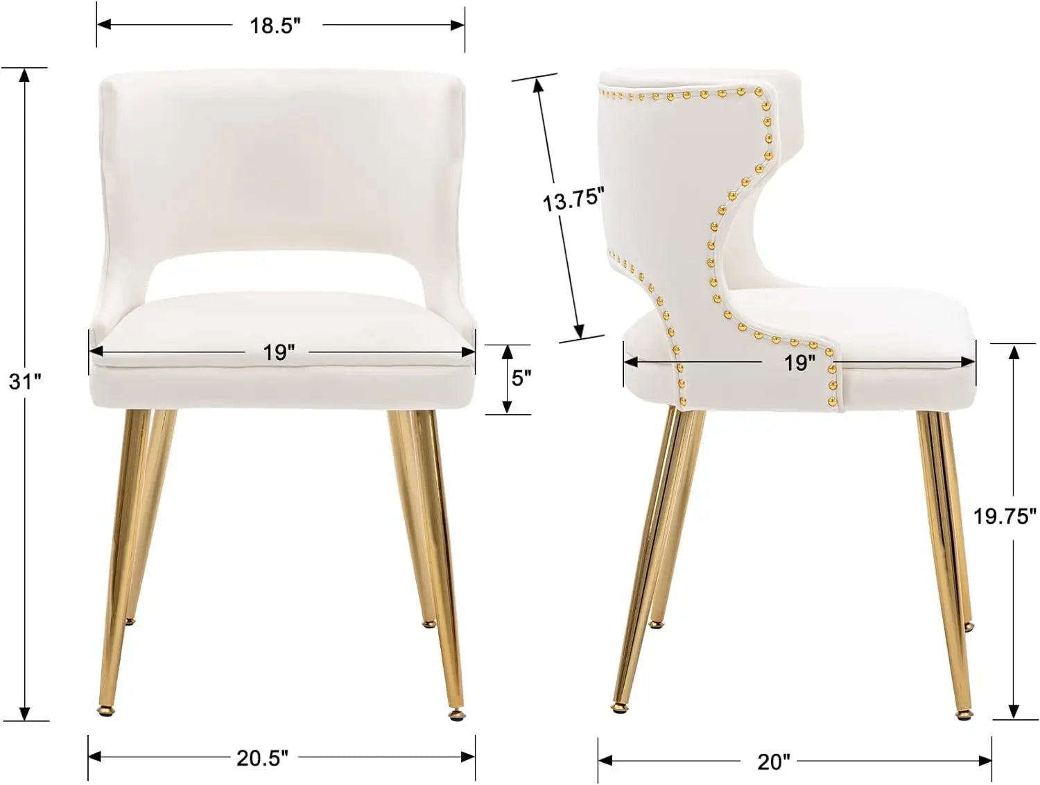 Velvet Dining Chairs with Gold Legs Upholstered Set.